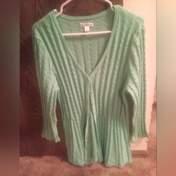Croft & Barrow Mint Green Cable Knit Button Up Cardigan Sweater.Sz Women XL NWOT - Picture 3 of 16
